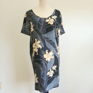 Vintage - Island Republic - 100% Silk - Sheath Dress - Floral - Size Large